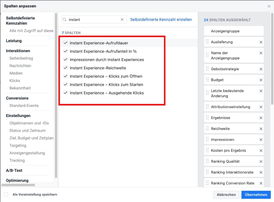 IX Metrics: KPIs zur Messung - Oberfläche