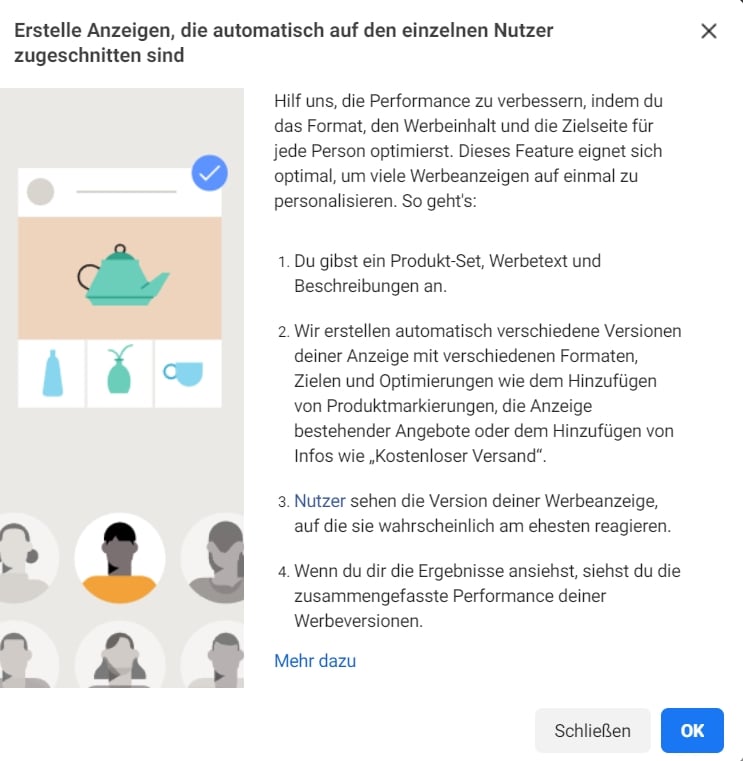 Facebook Erklaerung - Anzeige auf Nutzer angepasst