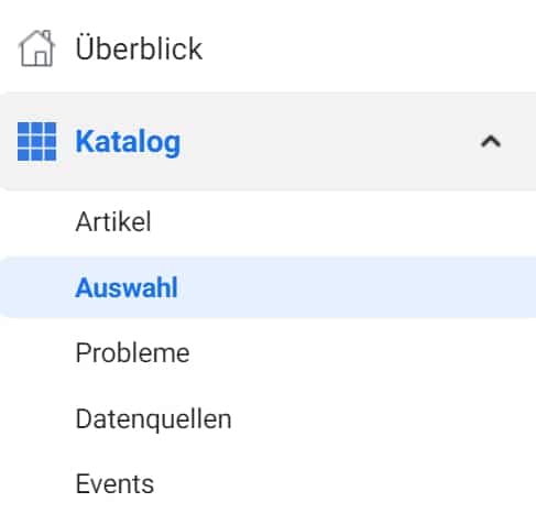 Artikelauswahl Menü Facebook