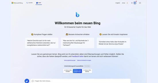 Bing Chat Ansicht