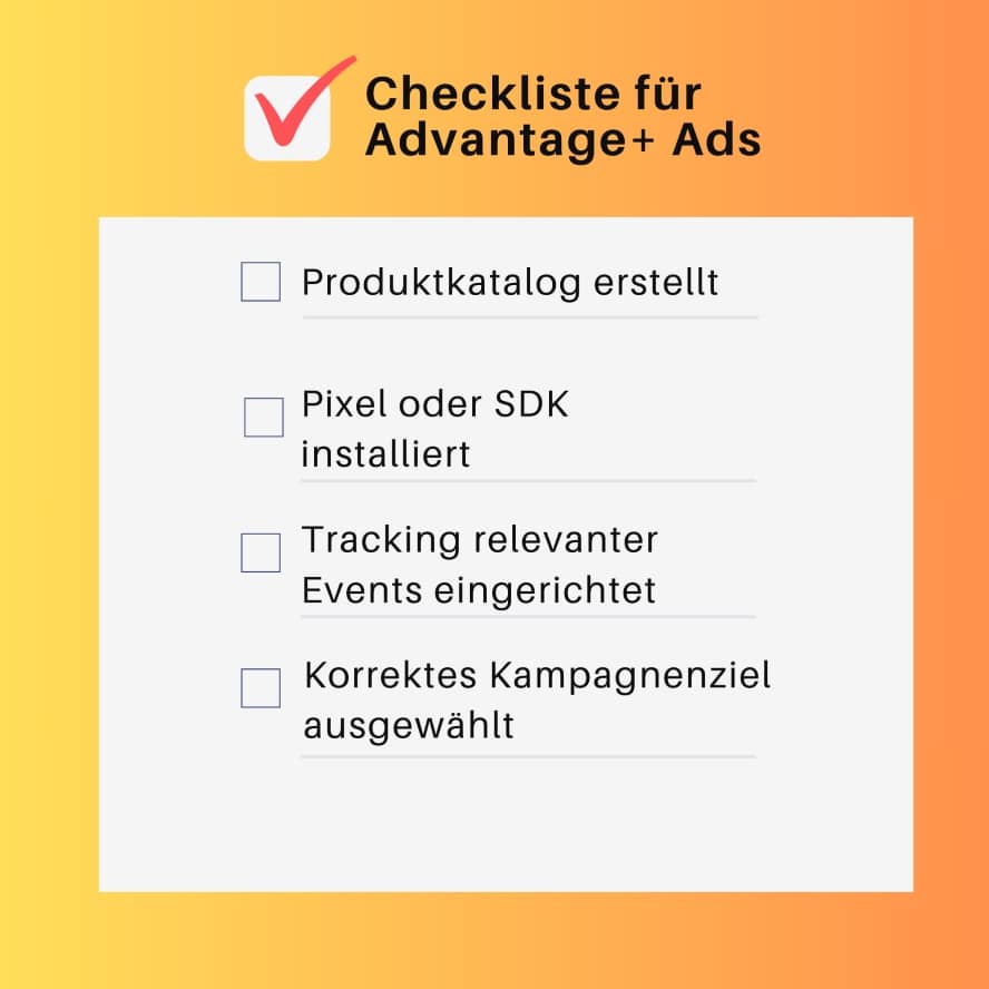 Checkliste fuer Facebook Advantage Ads+