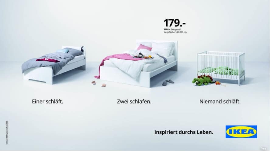 Beispiel der Ikea Werbung Bett 