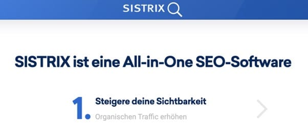 Screenshot Startseite Sistrix