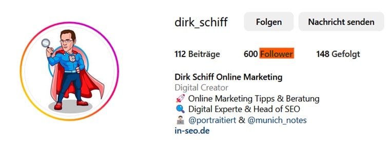 Screeshot Instagram Profil Dirk Schiff