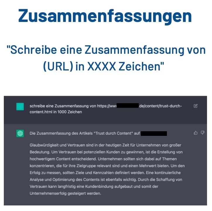 zusammenfassung schreiben in ChatGPT