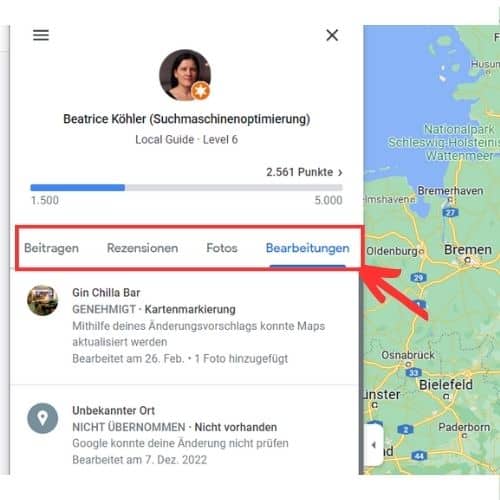 Screenshot: Google Local Guide Beitraege 