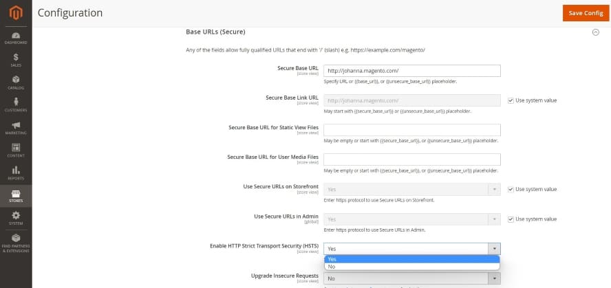 Aktivierung des HSTS-Protokolls in Magento 2