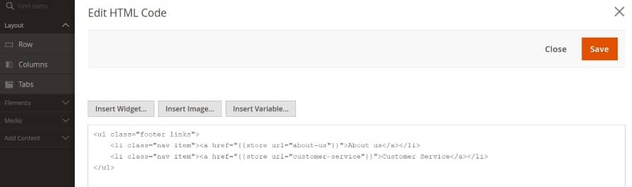 Anpassung der Footer-Links im statischen CMS-Block