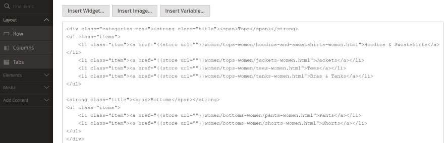 Anpassung der Sidebar-Links im statischen CMS-Block