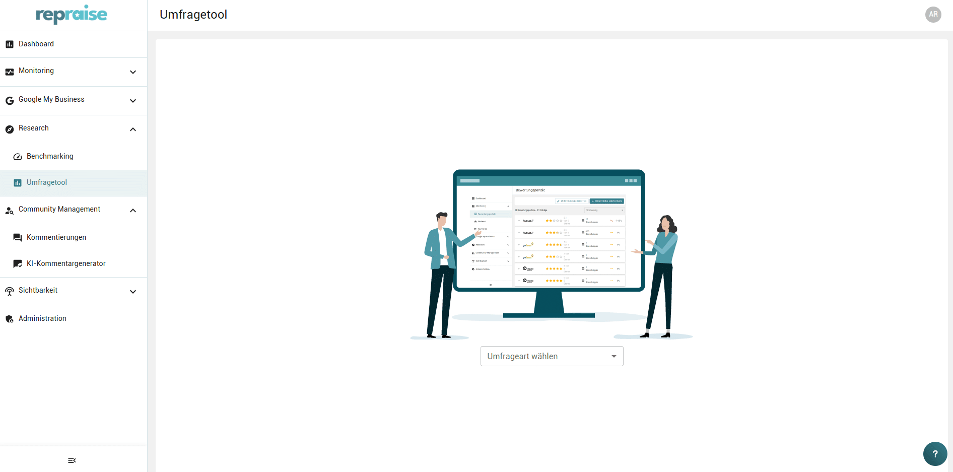 Umfragetool - NPS Umfragen Screenshot aus Reputativ