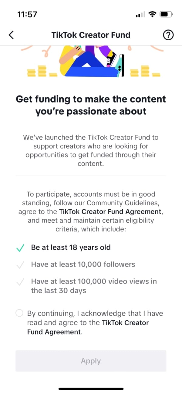 Screenshot TikTok Creator Fund 