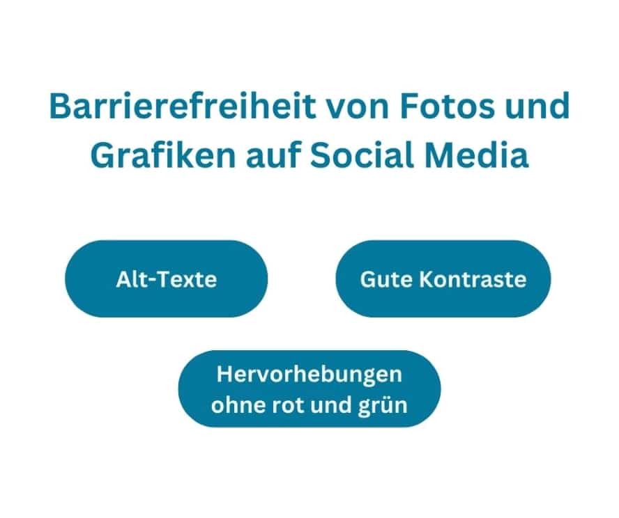 Überblick, wie Bildelemente auf Social Media barrierefrei gestaltet werden können