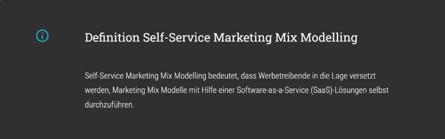 Definition Self-Service Marketing Mix Modelling