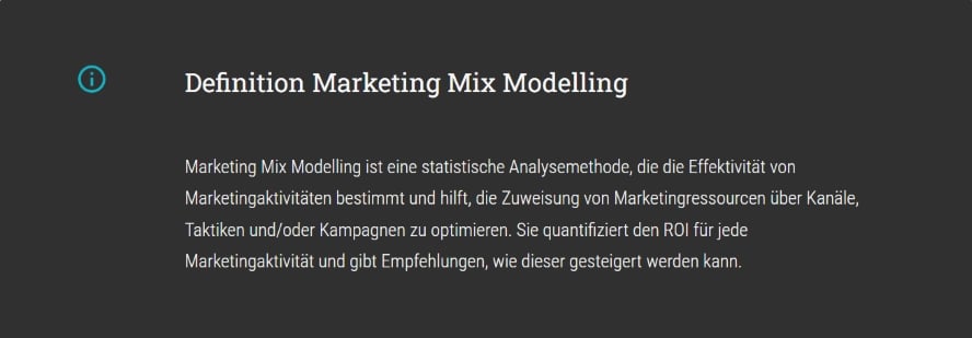 Defintion Marketing Mix Modelling