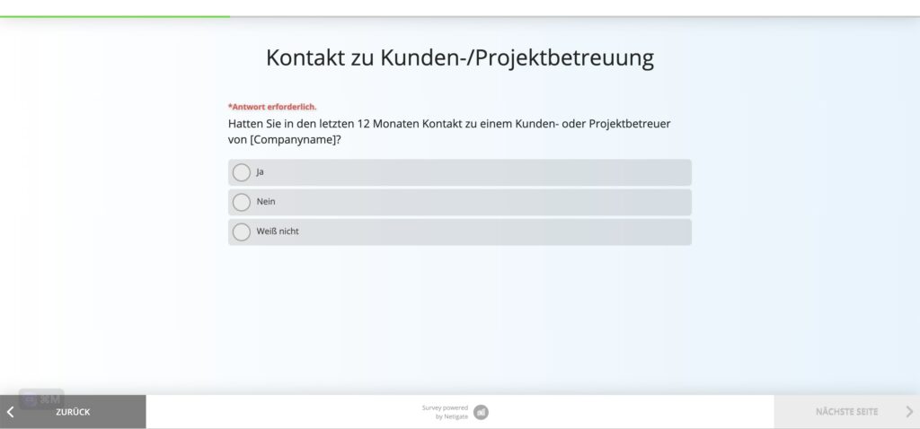 Screenshot einer typischen Kundenzufriedenheitsumfrage