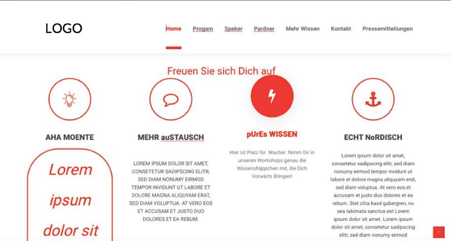 schlecht gestaltete Website Halo Effekt