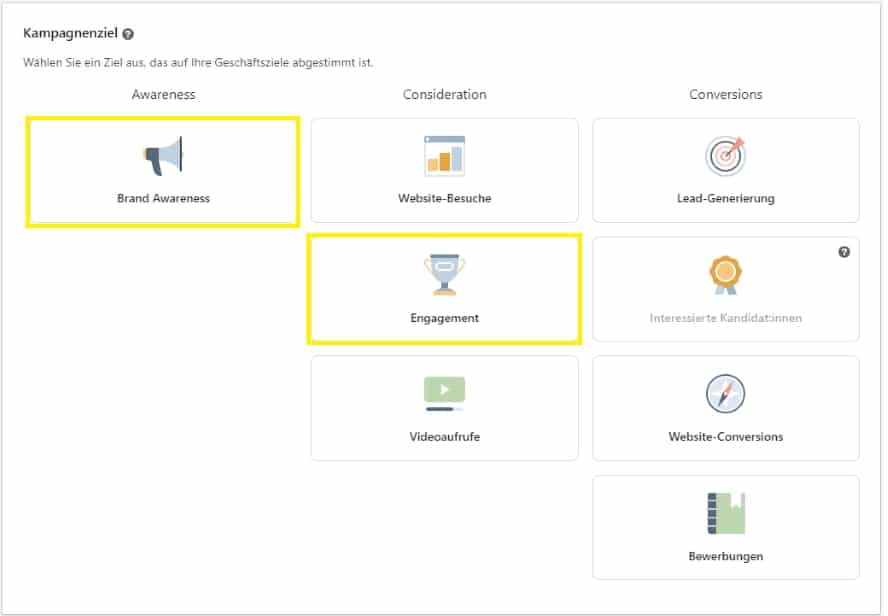 Kampagnenziele festlegen und Kampagne aufsetzen