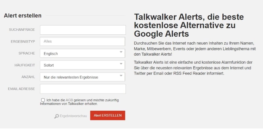 Talkwalker Alerts Screenshot Webseite