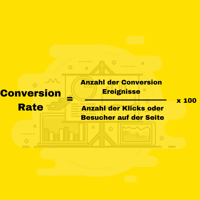 Das Bild zeigt die Formel zur Berechnung der Conversion Rate einer Website. 