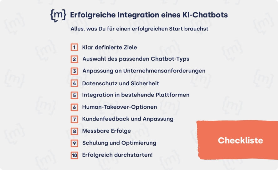 Checkliste fuer erfolgreiche Integration eines KI-Chatbots