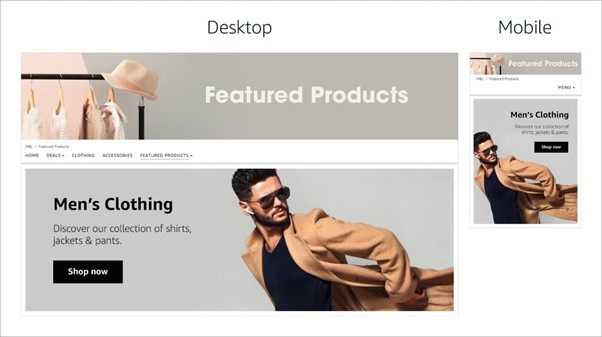 Screenshot Beispiel Amazon Brand Store Desktop und Mobil Ansicht