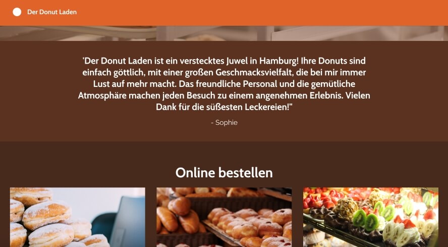 Website Vorschlag für Der Donut Laden generiert von Durable