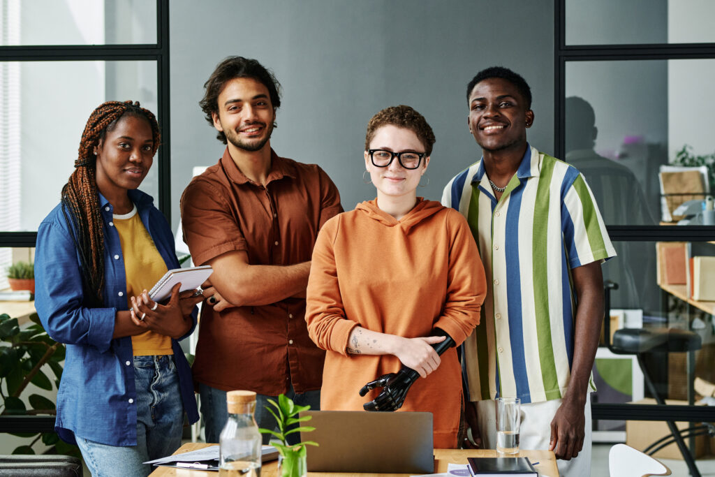 Group of young creative designers in casualwear