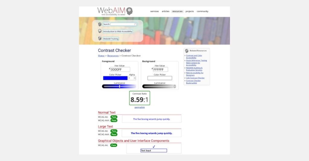 WebAIM Contrast Checker