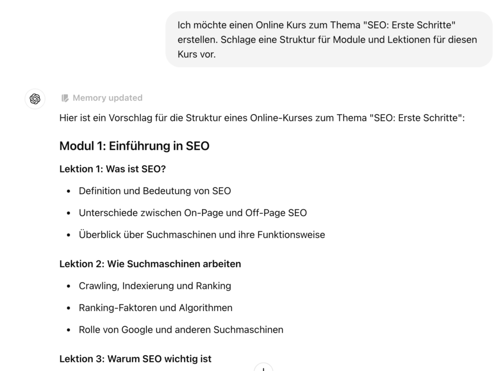 OMT Onlinekurs mit KI erstellen: ChatGPT nutzen