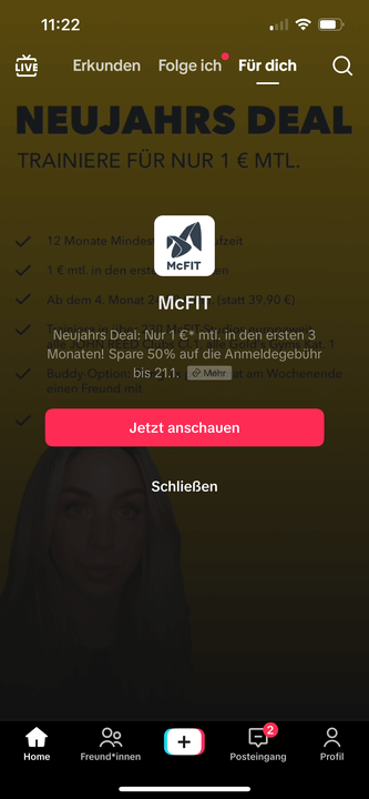 Beispiel In-Feed Ads