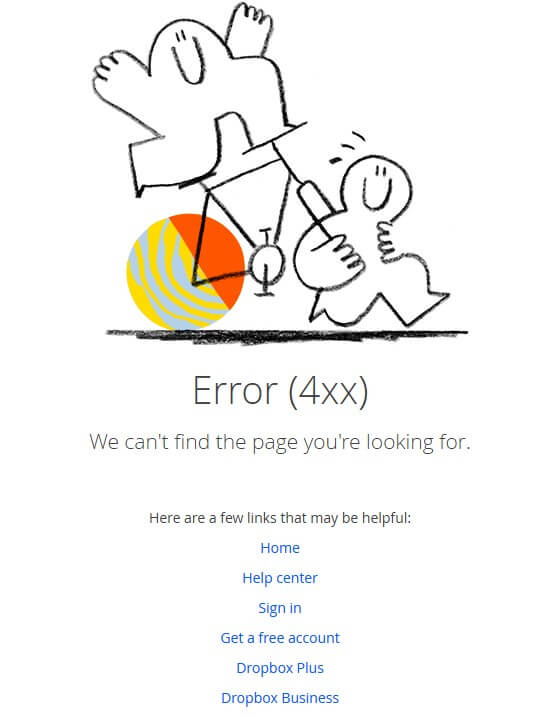 404-Seite von Dropbox