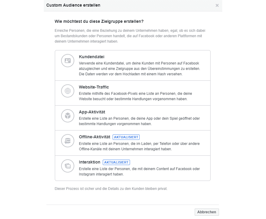 Custom Audiences erstellen