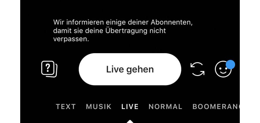 Instagram Live Video starten