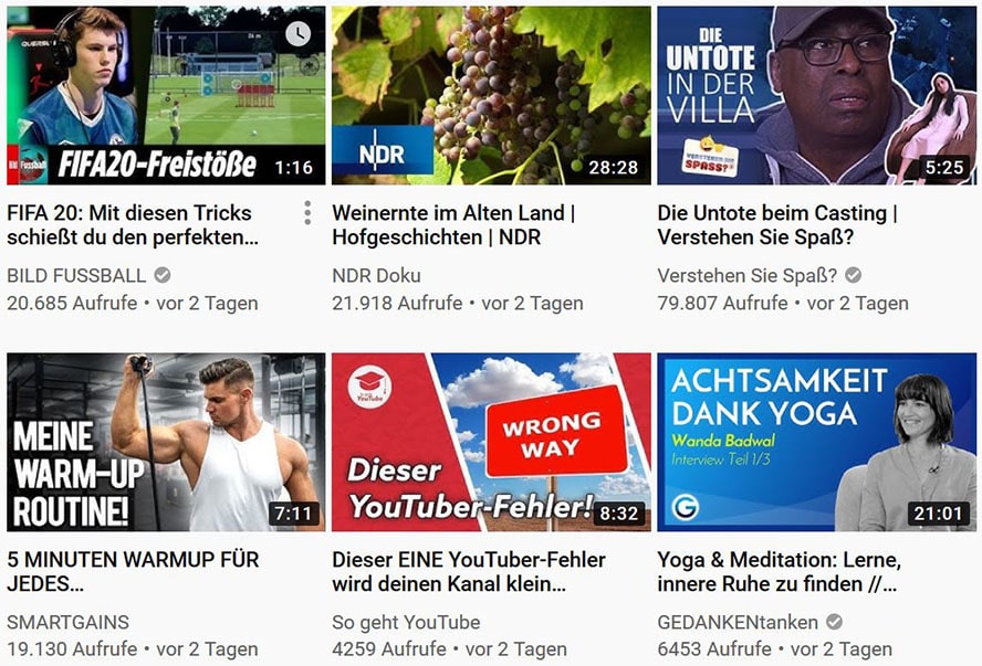 YouTube Startseite-Bild2