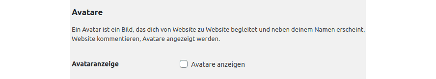 Deaktivierung von Gravatar in WordPress