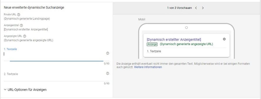 Erweiterte dynamische Suchanzeige in Google Ads