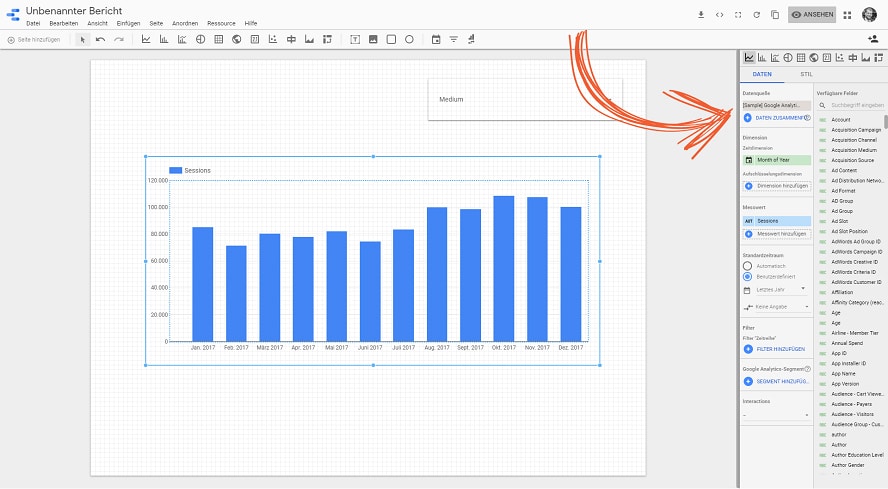 Eigene Daten in Google-Data-Studio hinzufügen.