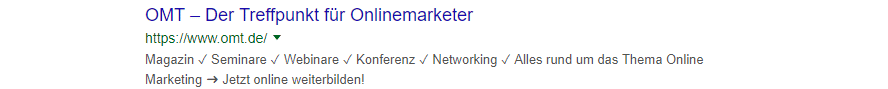 Ein einfaches Meta Snippet aus Google.