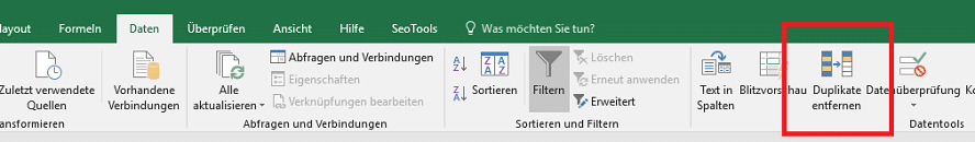 Doppelte Einträge in Excel entfernen um interne Ankertexte für die SEO-Automatisierung zu analysieren