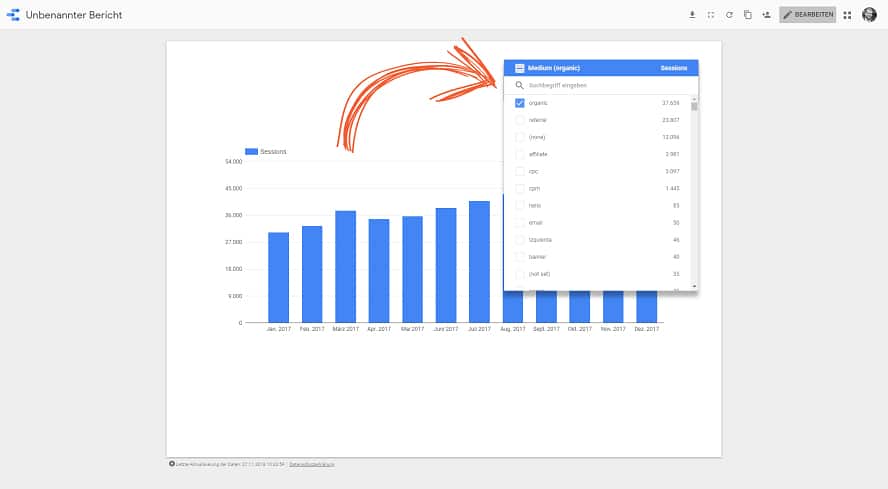 Die Filtersteuerung von Google-Data-Studio im Ansichtsmodus nutzen.