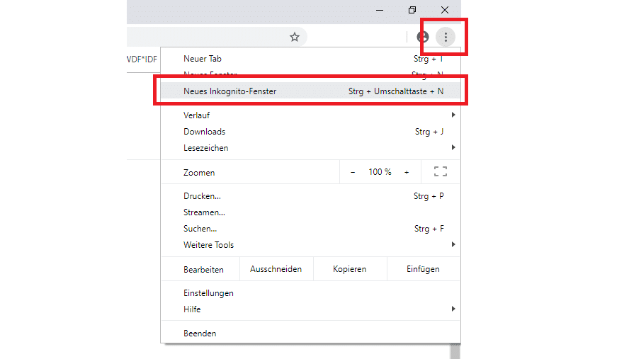 Privates Fenster in Google Chrome öffnen, um die Suchintention zu analysieren.