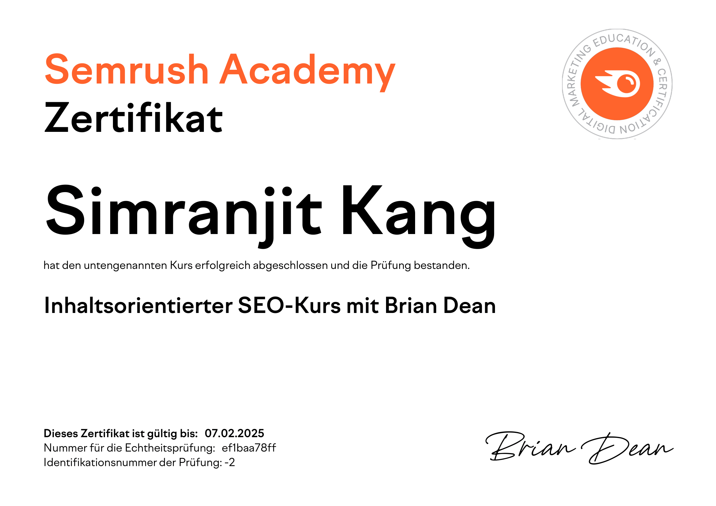 PrimeHive GmbH Zertifikat