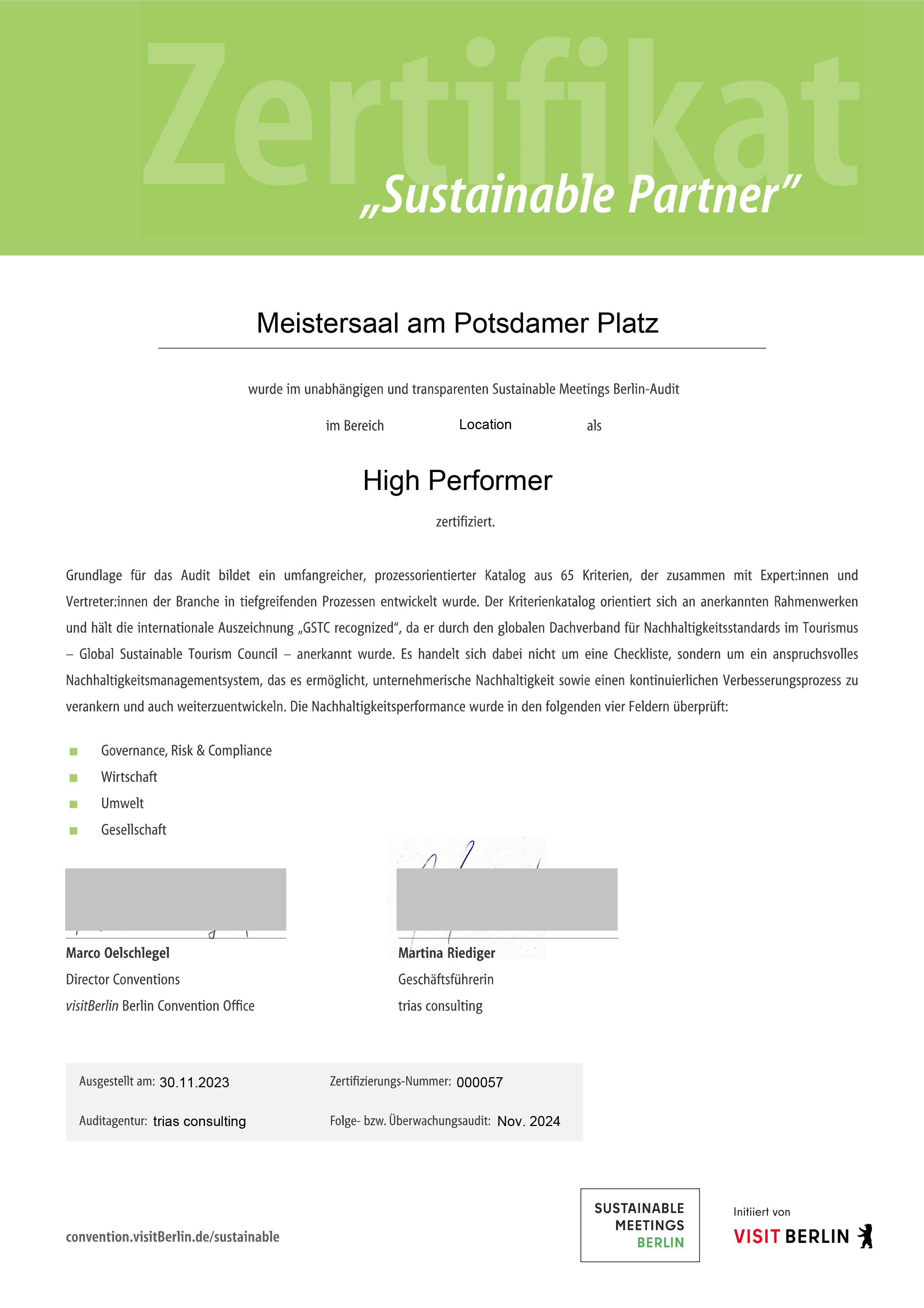 BESL Eventagentur GmbH & Co. KG Zertifikat