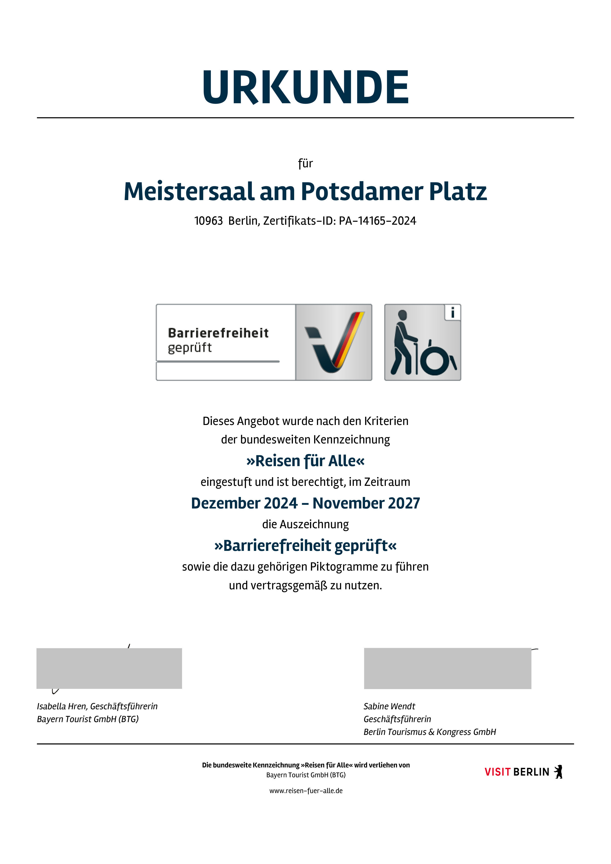 BESL Eventagentur GmbH & Co. KG Zertifikat