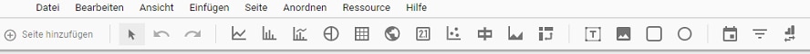 Das Menü im Bearbeitungsmodus von Google-Data-Studio.