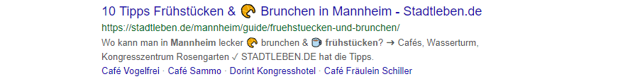 Emoji in Title und Desciption eines Meta-Snippets.