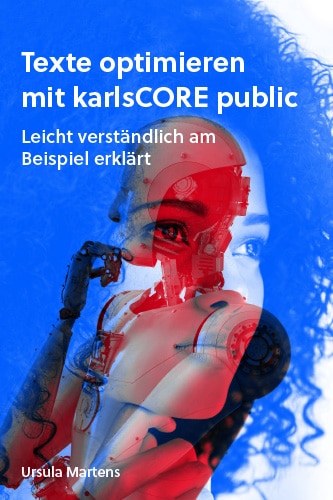 Collage aus weiblichem Gesicht und einem Roboter. Steht für das Texten für Mensch und Maschine.