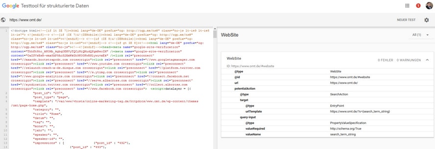 strukturierte-daten-testtool-pruefungsergebnis-startseite