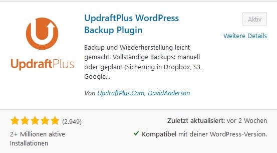 Updraft Plus WordPress Backup Plugin