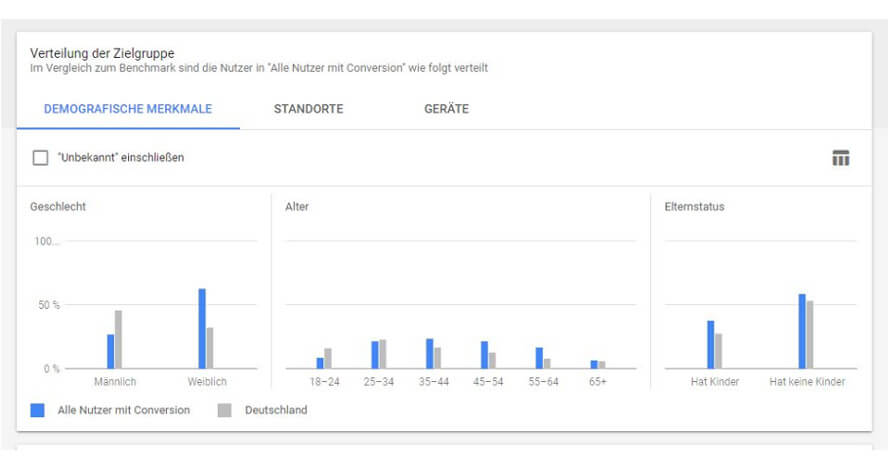 Zielgruppen-Verteilung in Google Ads